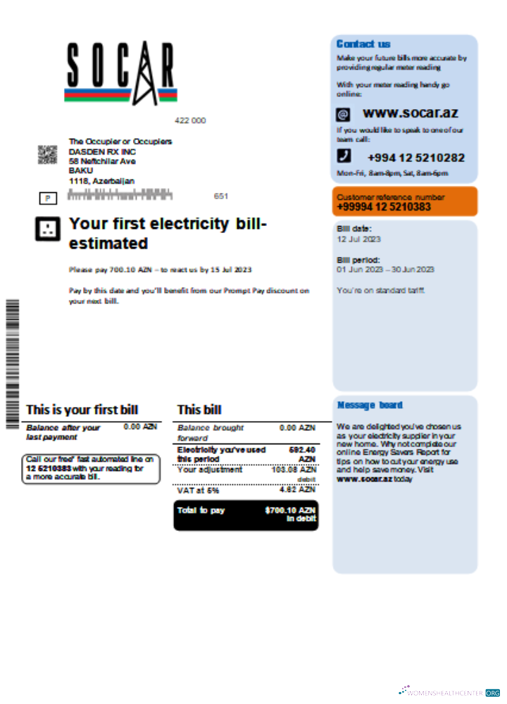Download Socar gas utility business bill, SCR Photoshop template